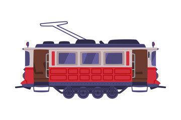 Poster - Red Tram or Trolley as Traditional Istanbul Symbol Vector Illustration