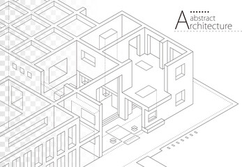 Aufkleber - 3D illustration Imagination architecture building construction perspective 