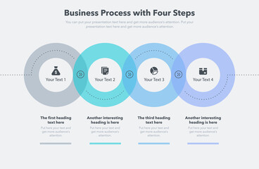 Aufkleber - Modern business process template with four steps. Easy to use for your website or presentation.
