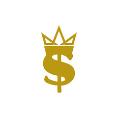 Canvas Print - Money King Logo Icon. Dollar with crown icon isolated on white background