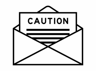 Canvas Print - Envelope and letter sign with word caution as the headline