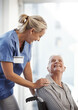 © Jadon Bester/peopleimages.com - Where to, mister. Cropped shot of a mature female nurse and her senior male wheelchair-bound patient in the hospital.
