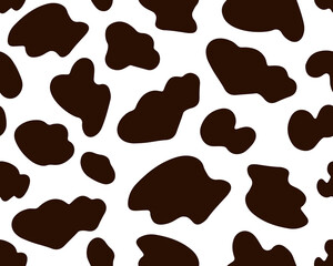 Wall Mural - Cow brown and white seamless pattern. Ideal for printing on wallpaper, fabric, packaging. To use the web page background, surface textures. Abstract vector spots. 