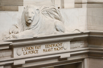 Poster - Belgique Bruxelles Federal chambre representants parlement députés politique monument monarchie roi devise union