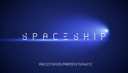 Wall Mural - Spaceship, custom stroke vector font editable basic strong modern uppercase alphabet. spaceship-themed capital letters.