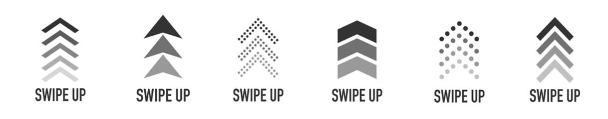 Wall Mural - arrow up for social media stories, design blogger, scroll pictogram. set of black swipe up icon. scr