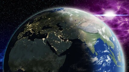 Wall Mural - planet earth rotation - computer generated animation. night to day change. realistic world globe mov