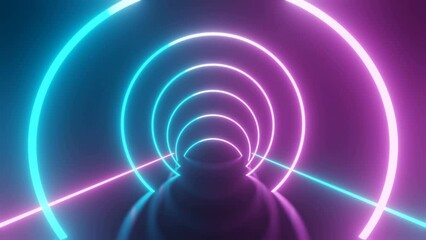 futuristic neon laser light tunnel. neon light abstract background