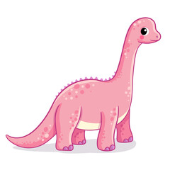 Wall Mural - Cute pink diplodocus. Vector illustration with dinosaur in cartoon style.