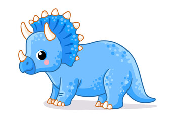 Wall Mural - Vector illustration with triceratops. Cute dinosaur in cartoon style.