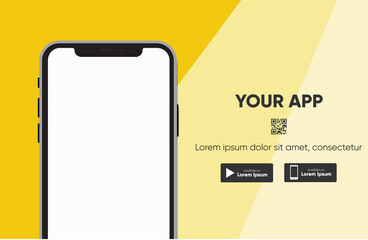 Wall Mural - download app sticker with phone and screenshot space