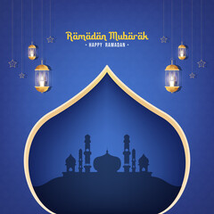 Wall Mural - Islamic Banner Design to Celebrate Ramadan. Ramadan Mubarak means Happy Ramadan