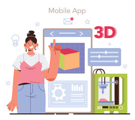 Wall Mural - 3d printer software development online service or platform