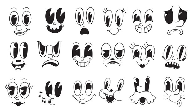 facial mascot 30s. looking toon faces quirky characters, creator cartoon laughing persona without li