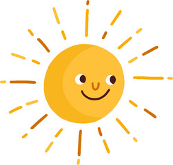 happy cute sun childish doodle illustration