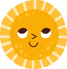 Wall Mural - cute sun character childish doodle illustration