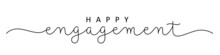 HAPPY ENGAGEMENT Black Vector Monoline Calligraphy Banner With Swashes