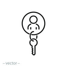 Account Key Icon, Unlock User Page, Digital Login, Thin Line Symbol On White Background - Editable Stroke Vector Illustration