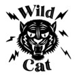 Wild Cat logo hand drawn vector illustration.