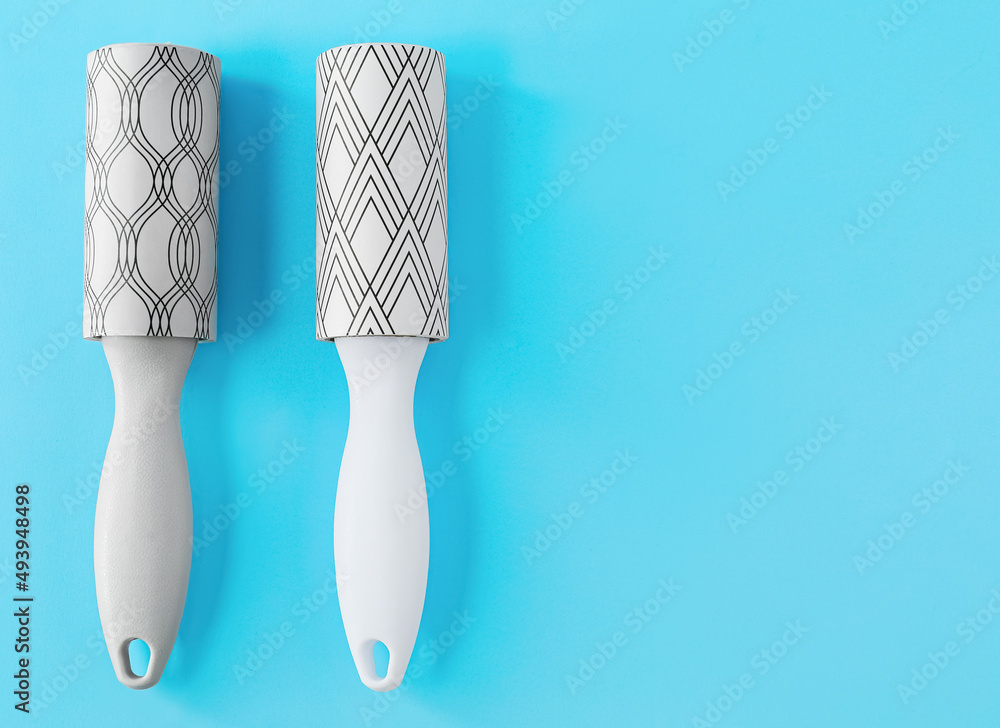New lint rollers on blue background