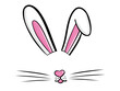 Easter bunny rabbit vector illustration drawn by hand. Bunny face, ears and tiny muzzle with whiskers isolated on white background