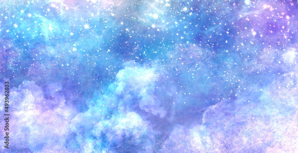 ファンタジー, 空, 背景, 宇宙, 光, 空, 青, グラデーション, キラキラ 