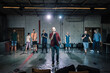© guruXOX - Behind the scenes. Rehearsal at theatre with large actors group