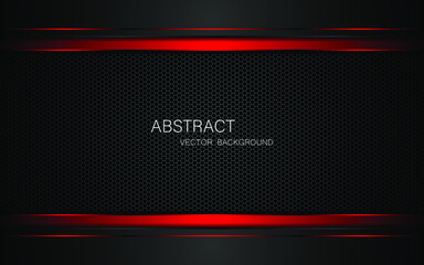 Aufkleber - Dark steel mesh abstract background with black and red polygon shapes, free space for design. modern technology innovation concept background	