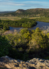 Canvas Print - Beautiful vertical aerial shot of the Yumuri Valley and a river view, Matanzas, Cuba