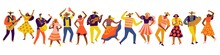 Festa Junina People. Traditional Holiday. Brazilian And Latin Country Day. Folk Fest. Musical Party. Dancers And Musicians. Men And Women In Colorful Clothes. Vector Dancing Persons Set