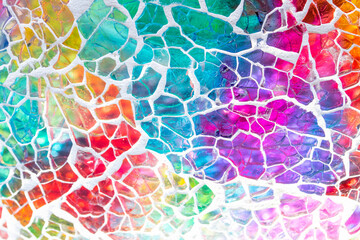 Rainbow Vibrant Coloured Shattered Glasss Mosaic Background