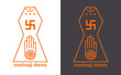 Jain Symbol. religious emblem of Jain Religio. Jainism logo with Swastika and Ahimsa Hand vector icon