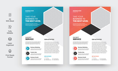 Wall Mural - Modern Colorful Business Flyer design template for poster, brochure, cover, leaflet. design layout with triangle graphic elements and space for Vector background.