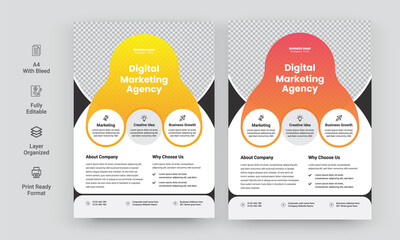 Wall Mural - Modern Colorful Business Flyer design template for poster, brochure, cover, leaflet. design layout with triangle graphic elements and space for Vector background.