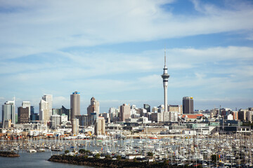 Beautiful view of a cityscape by the sea in Auckland, New Zealand