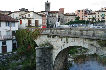 Wall Mural - Madonna bridge over the Turrite Secca stream in Castelnuovo Garfagnana, Tuscany, Italy