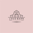 © REIKY84 - Wooden Barn Logo Vector Illustration Design Vintage Line Art