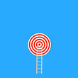 © Uros Petrovic - Target with wooden ladder as symbol of step by step achieving the goal. Bullseye success goal concept.