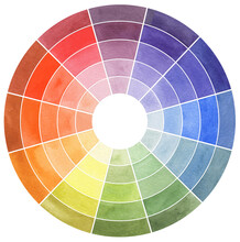 Watercolor Color Wheel. Hand Drawn Watercolor Spectrum