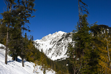 Beautiful view of snowy mountains in British Columbia