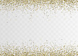 Golden glitter isolated on transparent background. Sparkling vector borders. Shining design elements for greeting cards, invitations, posters and banners.