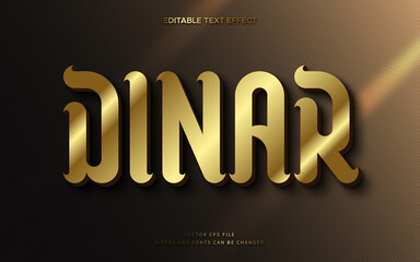 Wall Mural - Editable 3d gold dinar text effect. Luxury golden fancy font style perfect for logotype, title or heading.	