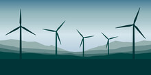 Windmills Silhouette Nature Landscape Wind Power Energy