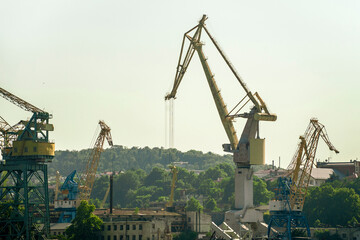 global delivery, customer cargo shipping, the heavy industrial crane in the ship port