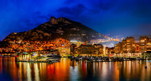 Monaco Hafen Bei Nacht - Panorama