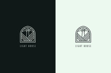 Minimal Light House Line Art Logo, Abstract Light House Logo.
