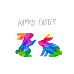Poster - Vector Illustration with Bright Colorful Easter Bunnies. Cute Rabbits for Posters, Covers, Banners and Greeting Cards