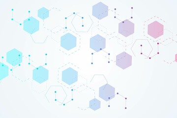 Wall Mural - hexagonal abstract background. big data visualization. global network connection