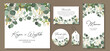 Wedding Invitation, menu, label,  envelope. Floral design green watercolor eucalyptus leaves, foliage greenery decorative print. Vector elegant cute rustic.