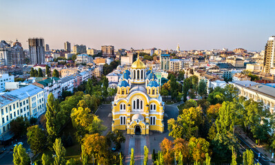 Poster - Aerial view of St. Volodymyr Cathedral in Kiev, Ukraine before the war with Russia